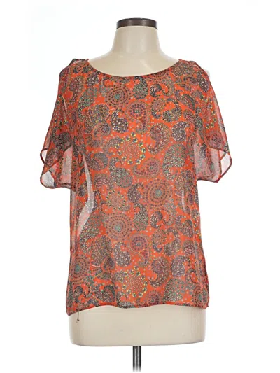 Pre-owned Harlowe & Graham Short Sleeve Blouse In Orange