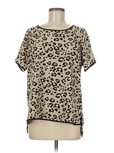 Pre-owned Harlowe & Graham Short Sleeve Blouse In Tan