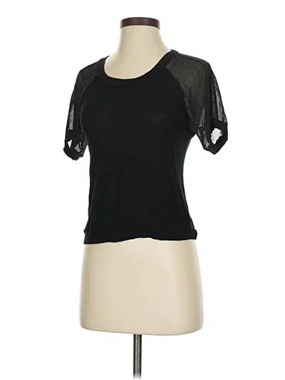 Pre-owned Harlowe & Graham Short Sleeve Top Black Keyhole Neckline Tops
