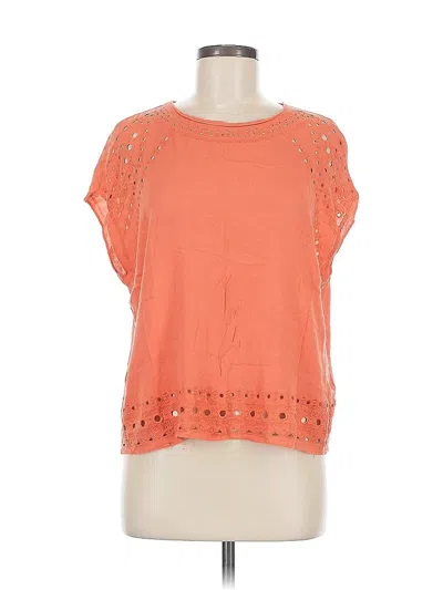 Pre-owned Harlowe & Graham Short Sleeve Top Pink Keyhole Neckline Tops