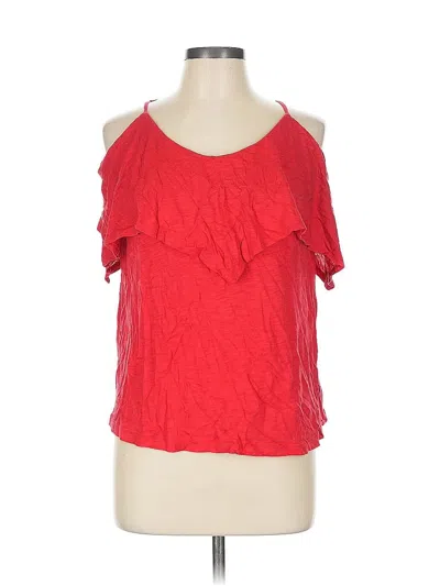 Pre-owned Harlowe & Graham Short Sleeve Top Red Cold Shoulder Neckline Tops