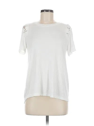 Pre-owned Harlowe & Graham Short Sleeve Top White Cold Shoulder Neckline Tops