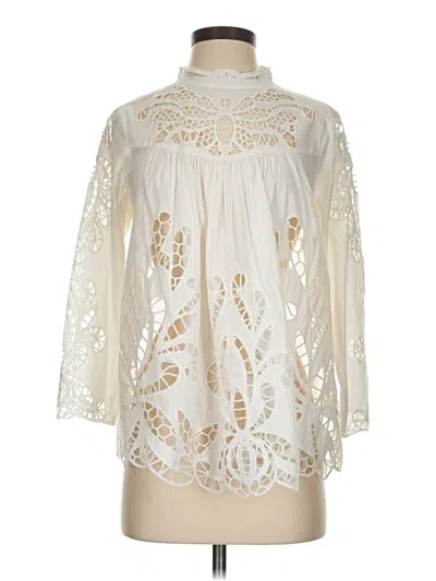 Pre-owned Harlyn 3/4 Sleeve Blouse In Ivory