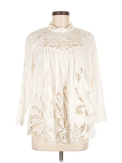 Pre-owned Harlyn 3/4 Sleeve Blouse In White