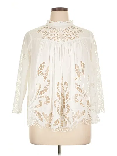 Pre-owned Harlyn 3/4 Sleeve Blouse In White