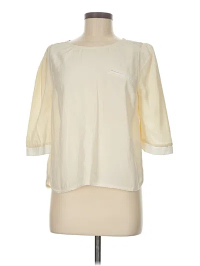 Pre-owned Harlyn 3/4 Sleeve Silk Top Ivory Boatneck Tops