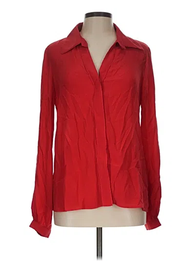 Pre-owned Harlyn Long Sleeve Silk Top Red Open Neckline Tops