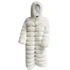 Harmonia Ny Women's Neutrals / White Crème De La Crème Extra Long Hooded Faux Fur Coat By Dani Watanabe In White