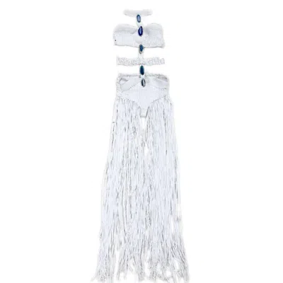 Harmonia Ny Women's White Gaia Neytiri Bodysuit  Handmade With Chakra Crystals Exclusive Dani Watanabe X Be Flow