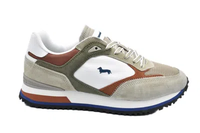 Harmont & Blaine Beige Low-top Sneakers With Suede And Mesh Detailing In Gray