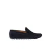 Harmont & Blaine Blue Suede Moccasins With Rubber-studded Sole In Blue