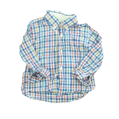 Harmont & Blaine Kids' Boys Blue White Multi Button Down Long Sleeve