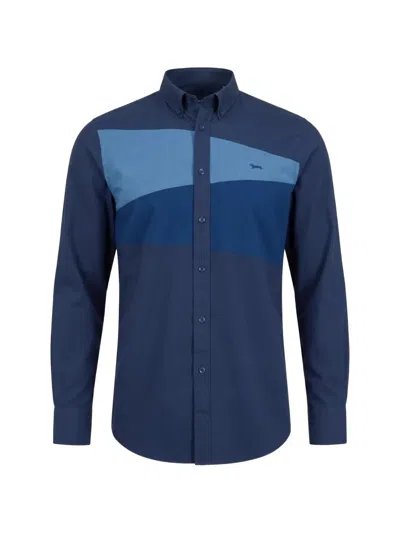Harmont & Blaine Button-down Cotton Poplin Shirt In Blau