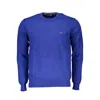 HARMONT & BLAINE CHIC BLUE CREW NECK SWEATER WITH EMBROIDERY