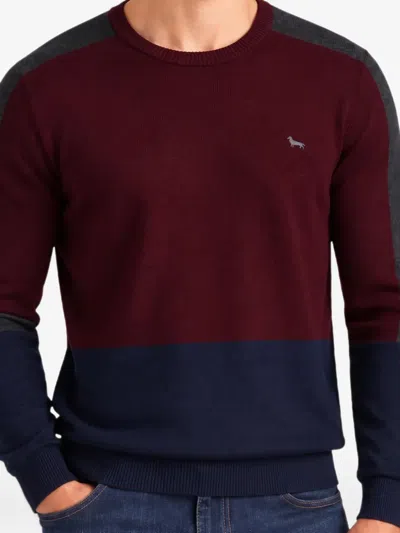 Harmont & Blaine Colour-block Embroidered-logo Sweater In Red