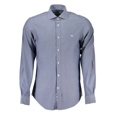 Harmont & Blaine Elegant Organic Cotton Long Sleeve Men's Shirt In Blue