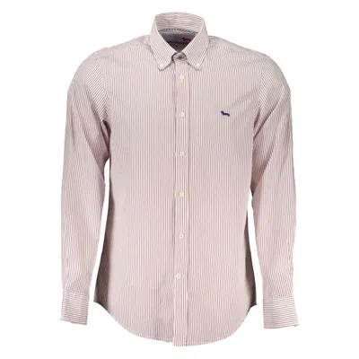 Harmont & Blaine Dapper Striped Button-down Cotton Shirt In Red