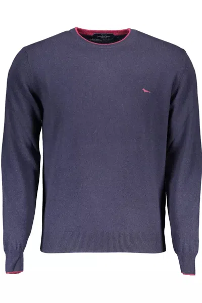 Harmont & Blaine Elegant Contrast Detail Men's Jumper In Blue