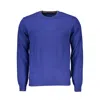 HARMONT & BLAINE ELEGANT BLUE CREW NECK CASHMERE BLEND SWEATER