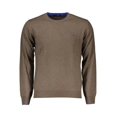 Harmont & Blaine Elegant Crew Neck Contrast Detail Sweater In Brown