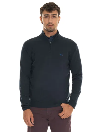 Harmont & Blaine Half Zip Pullover In Blue