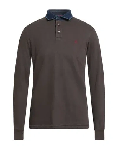Harmont & Blaine Jeans Man Polo Shirt Dark Green Size 3xl Cotton In Brown