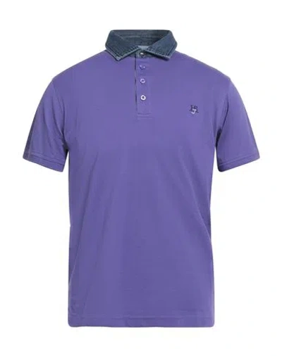 Harmont & Blaine Jeans Man Polo Shirt Mauve Size Xxl Cotton In Purple