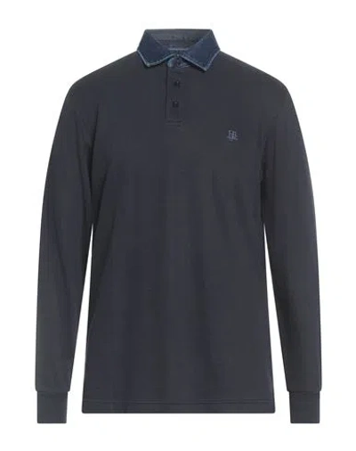 Harmont & Blaine Jeans Man Polo Shirt Midnight Blue Size 3xl Cotton In Black