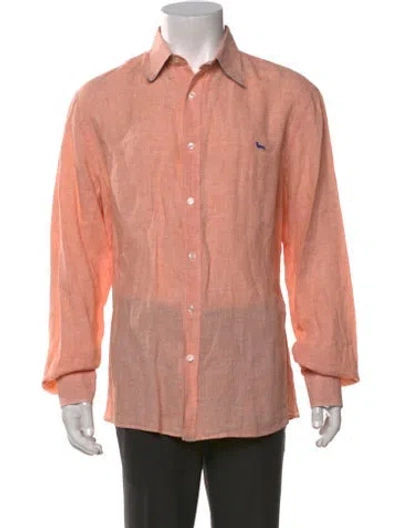 Pre-owned Harmont & Blaine Linen Long Sleeve Shirt In Pink