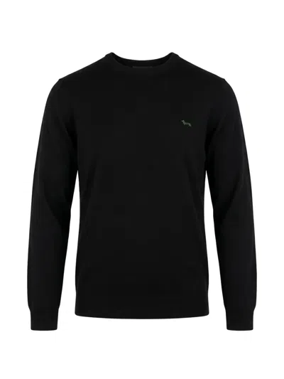 Harmont & Blaine Logo-embroidered Crew-neck Sweater In Black