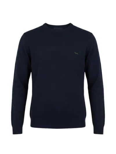Harmont & Blaine Logo-embroidered Crew-neck Sweater In Blue