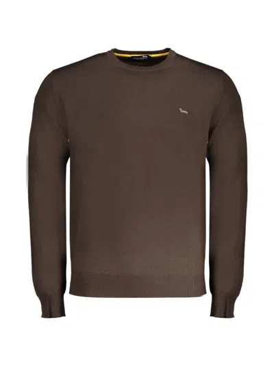 Harmont & Blaine Logo-embroidered Crew-neck Sweater In Brown