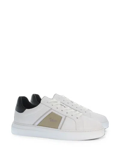 Harmont & Blaine Logo-embroidered Leather Sneakers In White