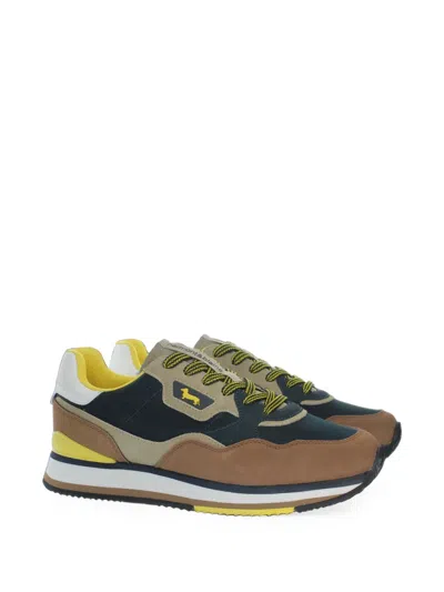 Harmont & Blaine Logo-patch Panelled Sneakers In Brown