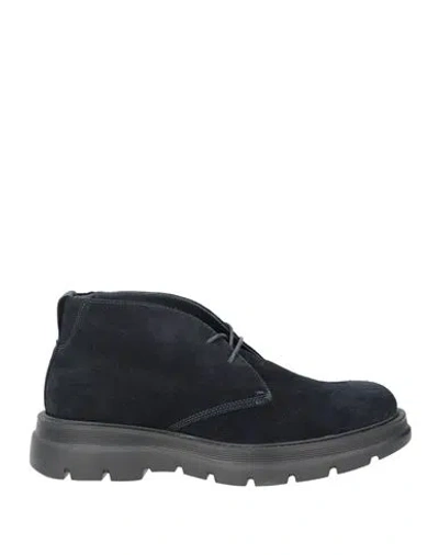 Harmont & Blaine Man Ankle Boots Midnight Blue Size 6 Leather In Black