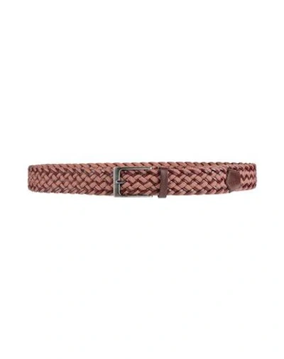 Harmont & Blaine Man Belt Chocolate Brown Size 40 Viscose, Leather In Pink