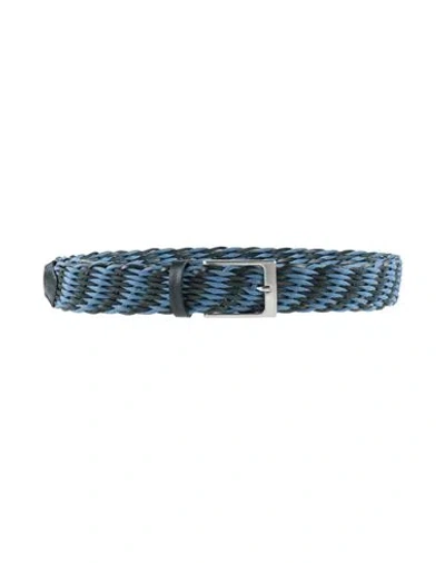 Harmont & Blaine Man Belt Light Blue Size 30 Leather, Textile Fibers