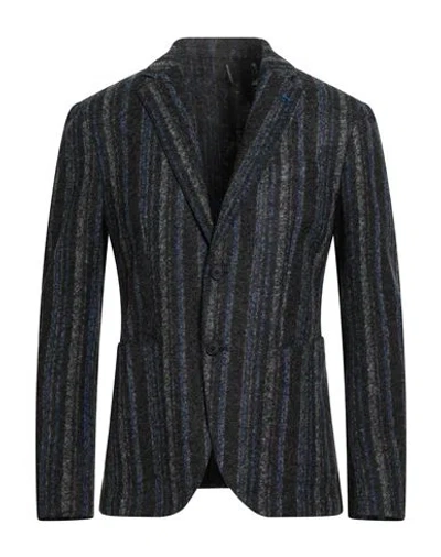 Harmont & Blaine Man Blazer Charcoal Size 48 Acrylic, Virgin Wool, Polyester In Black