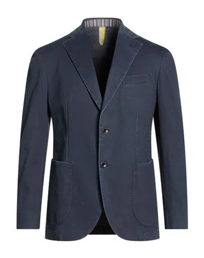 Harmont & Blaine Man Blazer Navy Size 40 Organic Cotton, Recycled Polyester, Elastane In Blue