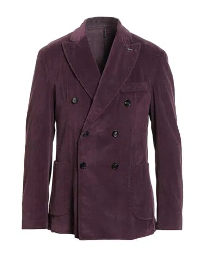 Harmont & Blaine Man Blazer Plum Size 40 Cotton, Lyocell, Elastane In Purple