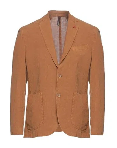 Harmont & Blaine Man Blazer Tan Size 34 Linen In Brown