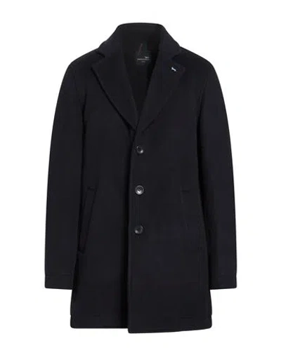 Harmont & Blaine Man Coat Midnight Blue Size 40 Wool, Polyester In Multi