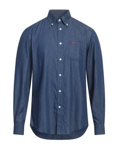 Harmont & Blaine Man Denim Shirt Blue Size 3xl Cotton