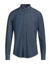 Harmont & Blaine Man Denim Shirt Blue Size 3xl Cotton, Elastane
