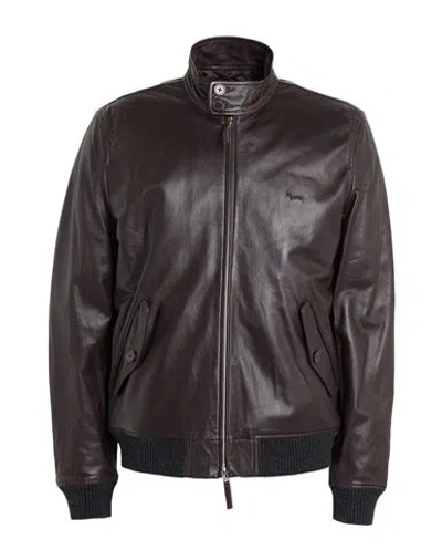 Harmont & Blaine Man Jacket Dark Brown Size L Leather