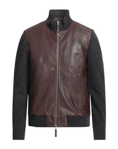 Harmont & Blaine Man Jacket Dark Brown Size Xl Leather, Acrylic