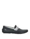 Harmont & Blaine Man Loafers Midnight Blue Size 8 Leather In Black