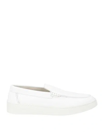 Harmont & Blaine Man Loafers White Size 10 Leather In Multi