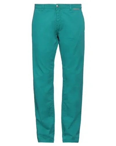 Harmont & Blaine Man Pants Emerald Green Size 40 Cotton, Elastane