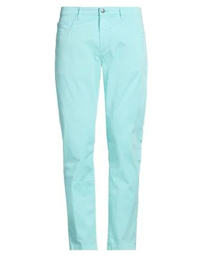 Harmont & Blaine Man Pants Turquoise Size 34 Cotton, Elastane In Blue